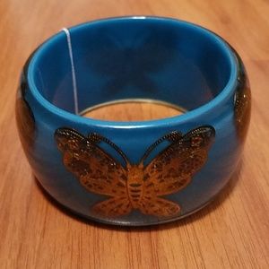 Wide Butterfly Bangle Bracelet